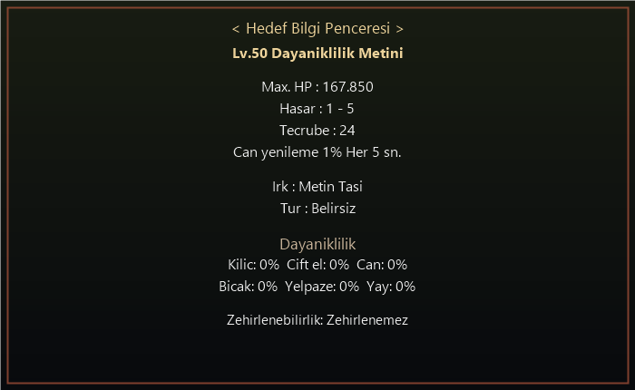 50Lv Dayanıklılık Metni bilgi
